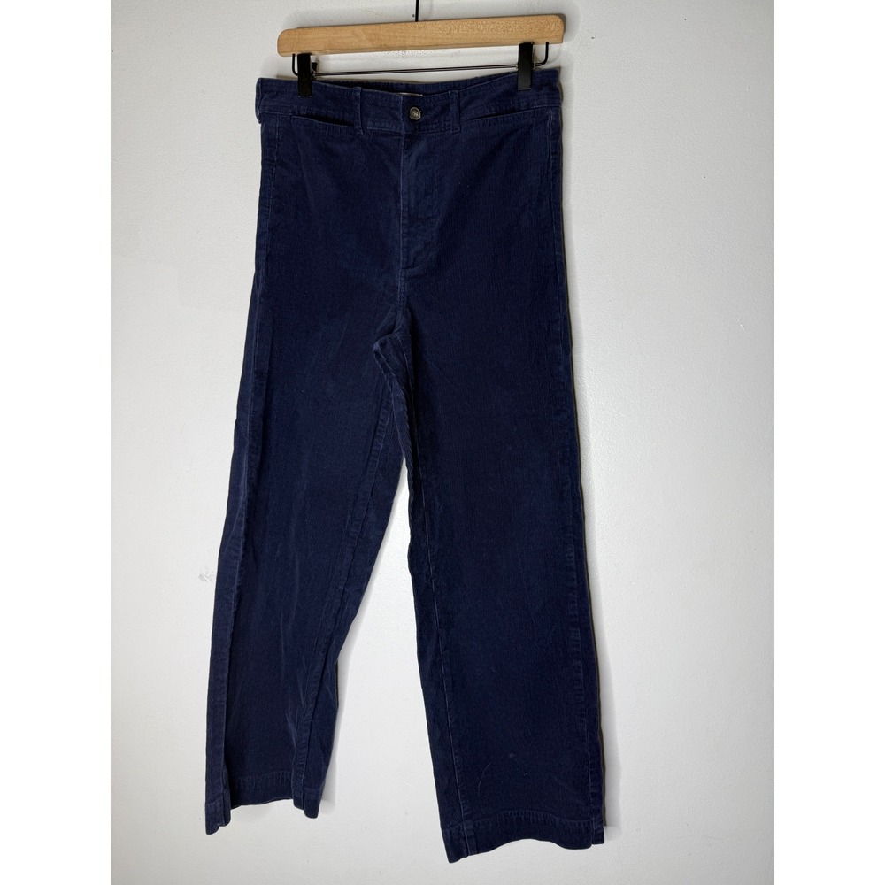 Everlane Navy Blue Corduroy Wide Leg Pants High Rise Organic Cotton Size 8
